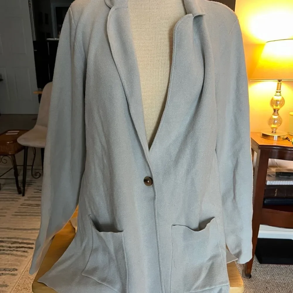 Chaps Light Gray Women's Blazer Cardigan Large
